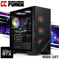 CC Power 4060-107 Gaming PC 12Gen Intel Core i5 K-Series 10-Cores w/ Nvidia RTX 4060 8GB DDR6 & Advance Air Cooler