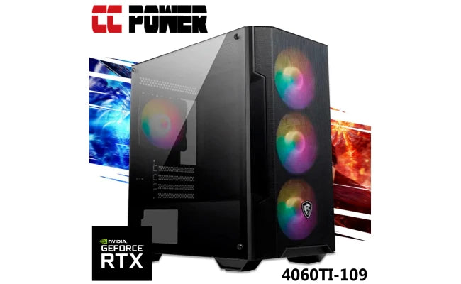 CC Power 4060TI-109 Gaming PC 12Gen Intel Core i5 6-Cores w/ RTX 4060 TI 8GB DDR6 & Advance Air Cooler