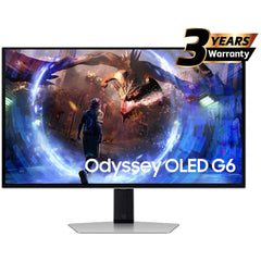 Samsung Odyssey OLED G6 (DG602) 27" Flat Monitor 2K (2560 x 1440) 360Hz, 0.03ms(GTG), Quantum Dot, HDR10+, 99% DCI Coverage, 10Bit, HDMI 2.1, Core Sync, FreeSync Premium Pro w/ Sleek Metal Design & Ergonomic Stand