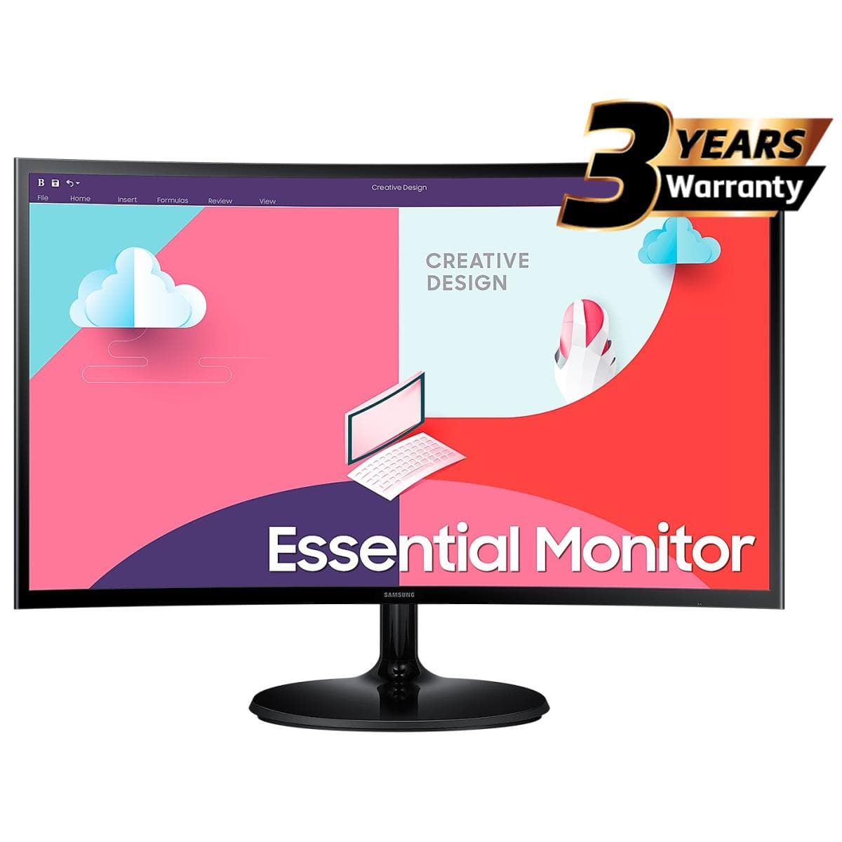 SAMSUNG Computer Monitors Samsung 24" (C360) Full-HD, VA Curved Monitor, 75Hz w/ AMD FreeSync, 4MS (GTG), AMD FreeSync,Eye Saver Mode & Flicker Free