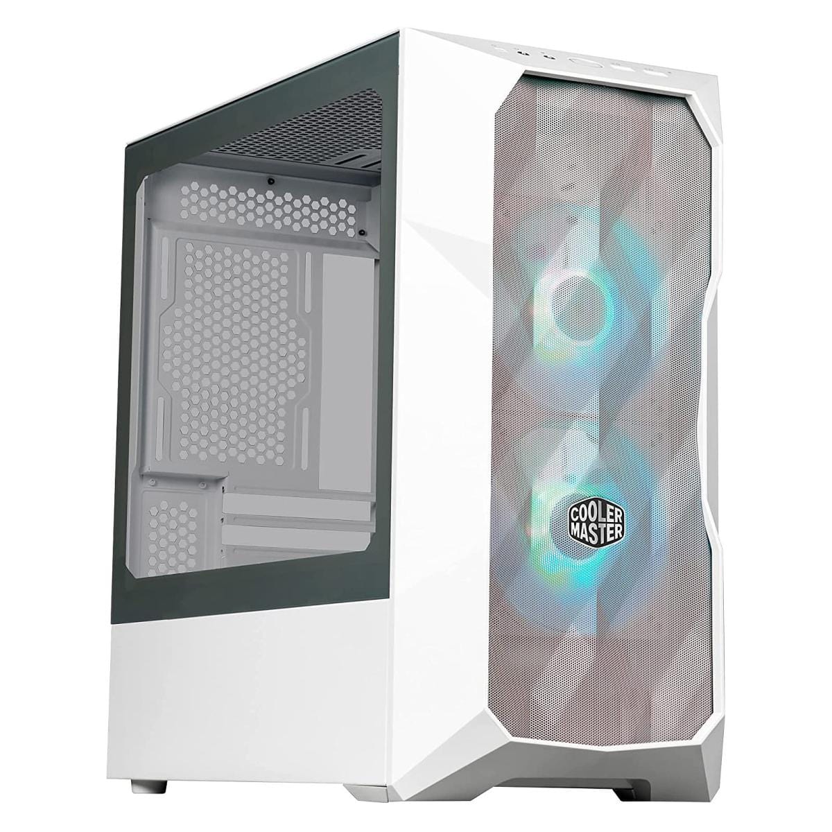 COOLER MASTER COOLER MASTER MasterBox TD300 Mesh White Mini Tower Tempered Glass Gaming Case w 2x ARGB Fans