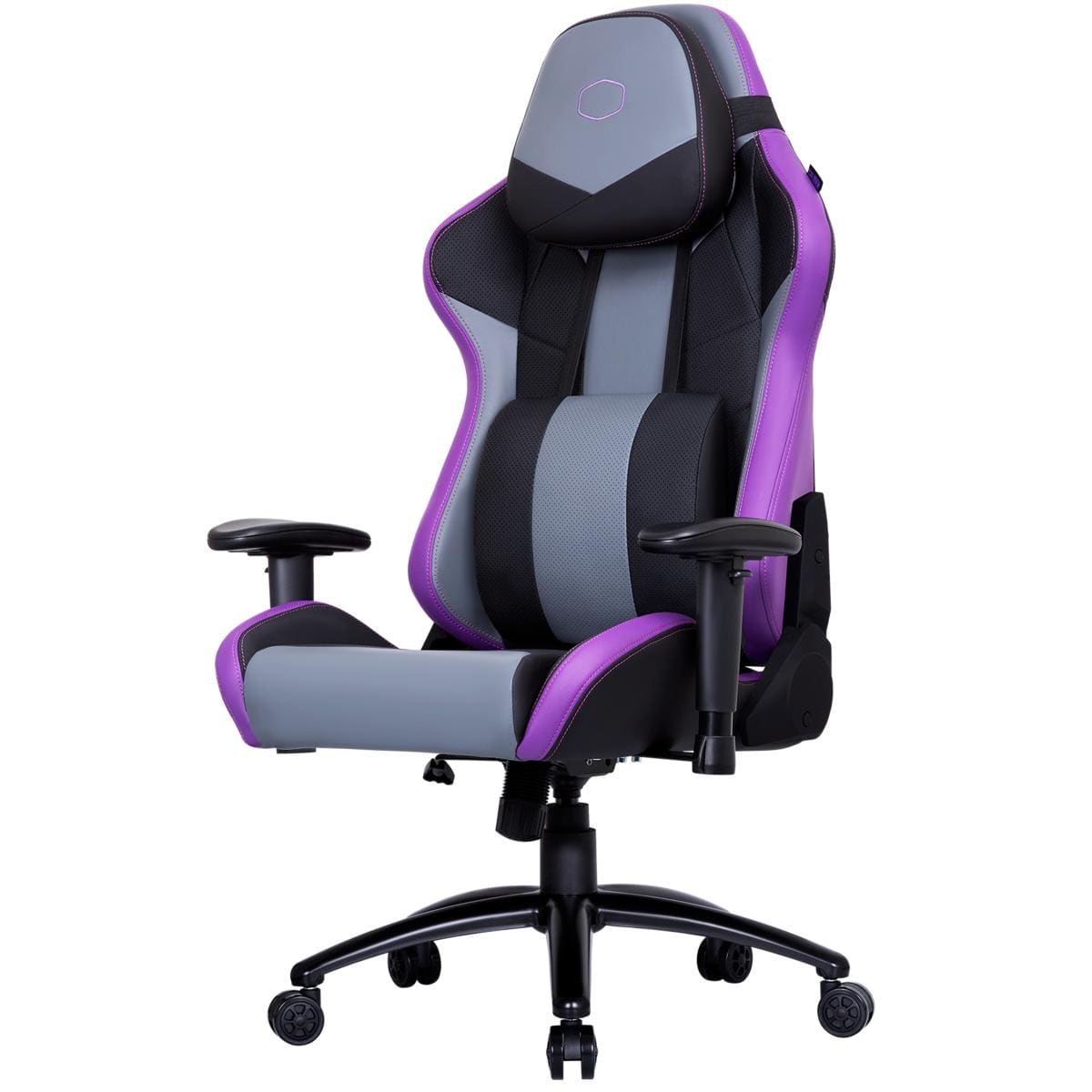 ASUS Gaming Chairs Cooler Master Caliber R3 Gaming Chair (Black -Purple), Steel Frame, Ultra Comfortable Memory Foam & PU, 2D Armrest, Up To 180° Recline & 150KG Max Weight Load