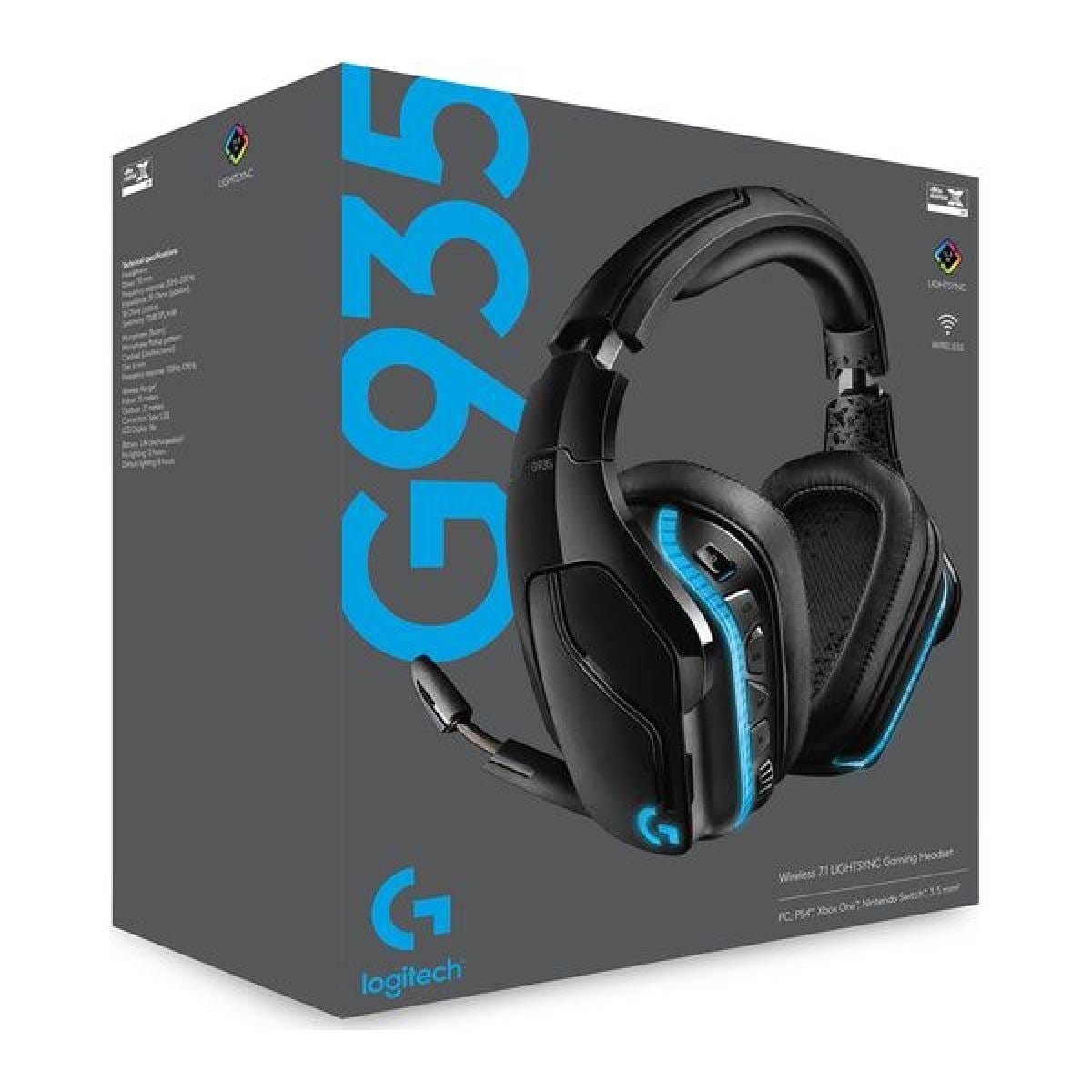 LOGITECH GAMING HEADSET Logitech G935 Wireless DTS:X 7.1 Surround Sound LIGHTSYNC RGB PC