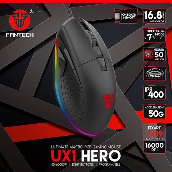 FANTECH GAMING MOUSE FANTECH UX1 Hero Ultimate Macro RGB GAMING MOUSE