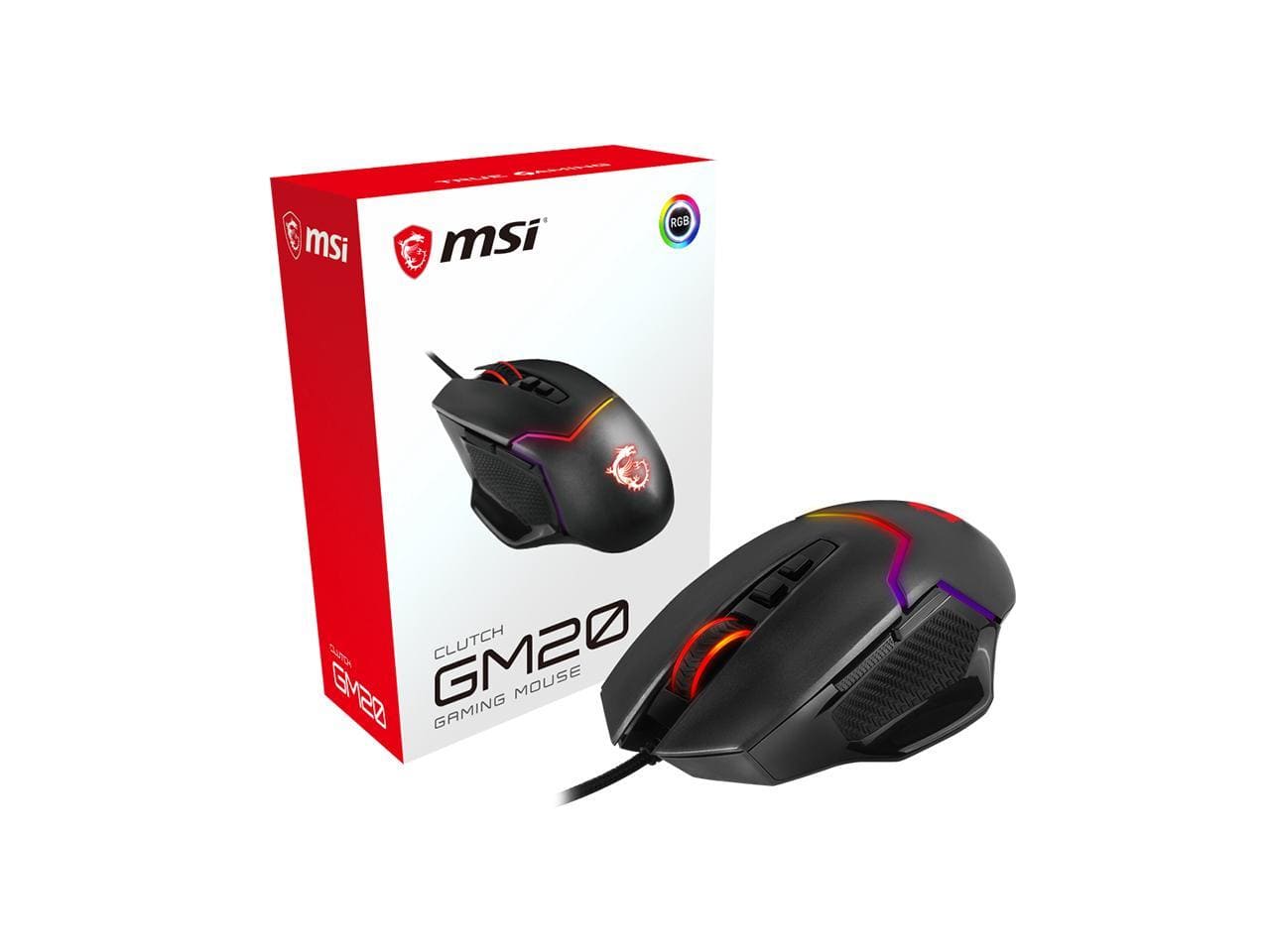 MSI GAMING MOUSE MSI Clutch GM20 Gaming Mouse, RGB Glare, Black