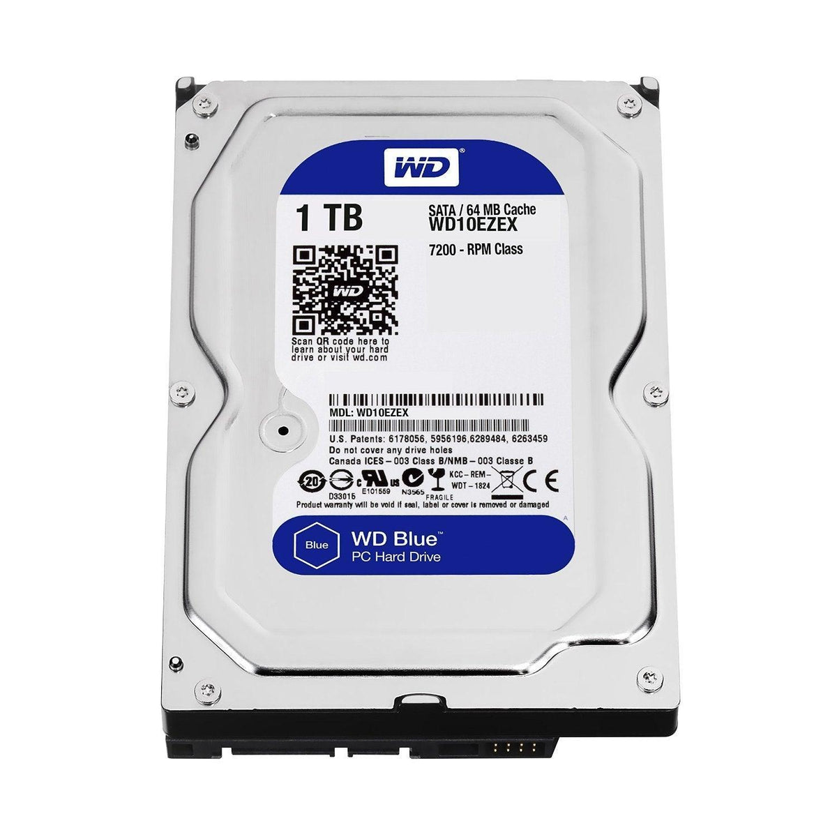 Western Digital Hard Drive WD 1TB WD Blue PC Hard Drive, HDD 7200 RPM SATA 3.5"