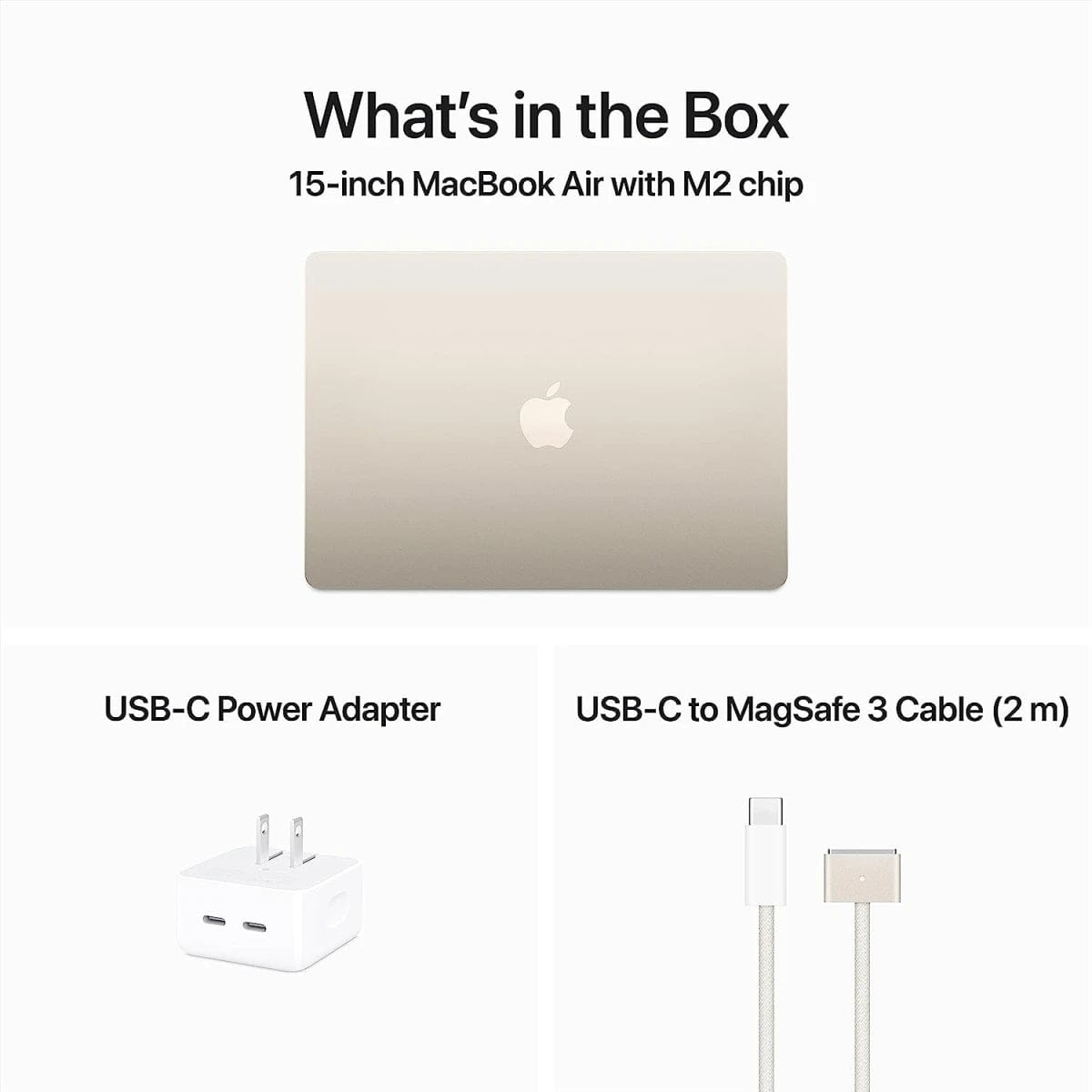 APPLE Laptops Apple MacBook AIR 15 (2023) Apple M2 (256GB/8GB) 8‑Core CPU & 10‑Core GPU Retina True Tone - Starlight