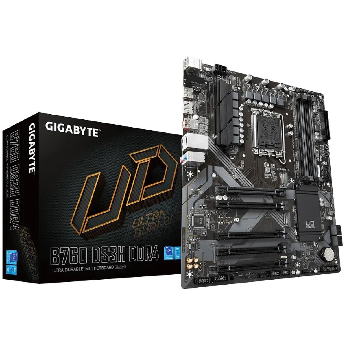 GIGABYTE MOTHERBOARD GIGABYTE Gaming MotherBoard B760 DS3H, Intel 13th 12th Series, LGA 1700/DDR4/PCIe 4.0/2xM.2 - ATX