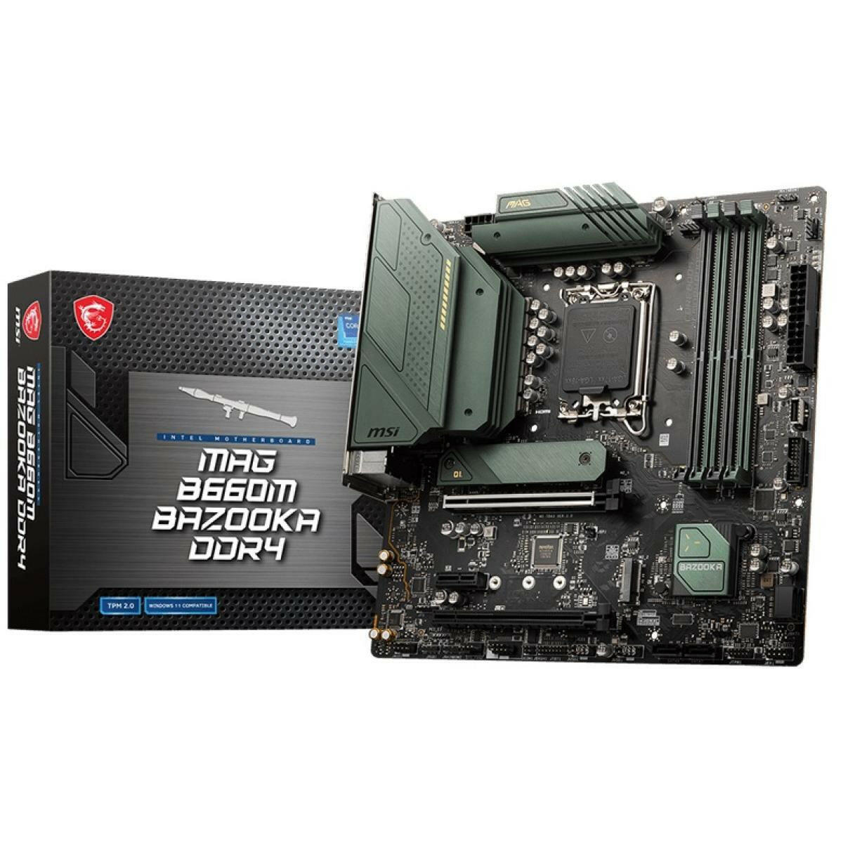 MSI MOTHERBOARD MSI Motherboard  MAG B660M BAZOOKA LGA 1700, Intel 12th, DDR4 mATX ,M.2, PCIe 4.0, USB 3.2 Gen2