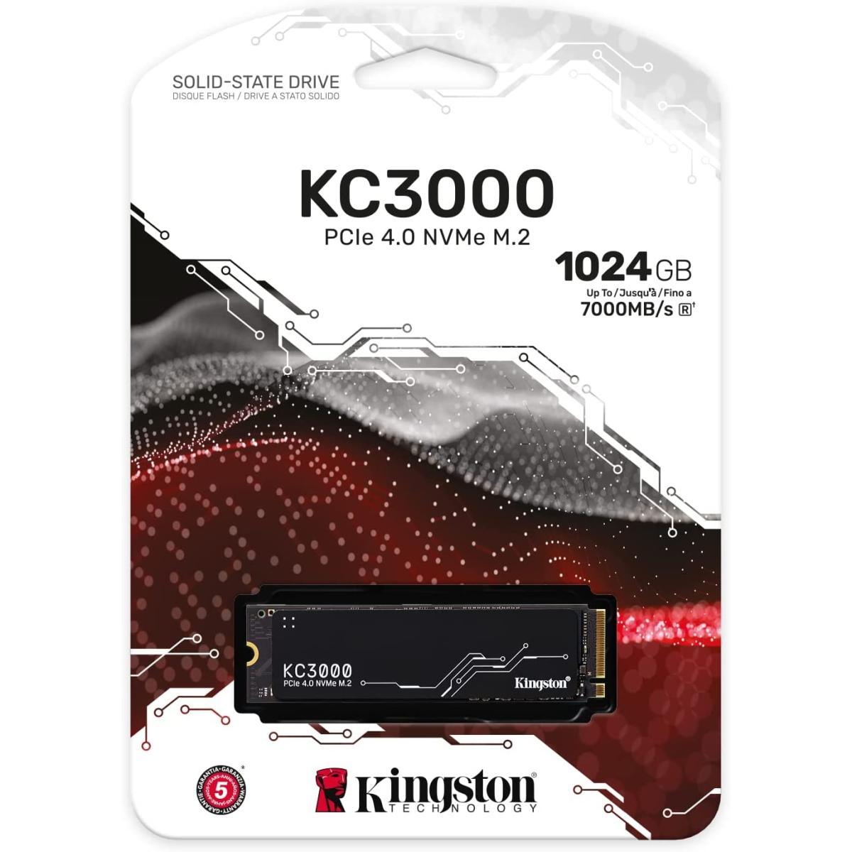 KINGSTON Solid State Drive Kingston KC3000 1TB PCIe 4.0 NVMe M.2 SSD-Sequential Read/Write (7000/6000 MB/s)